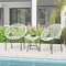 Costway 3PCS Patio Acapulco Furniture Bistro Set Plastic Rope Glass Table Black/Gray/Turquoise/White
